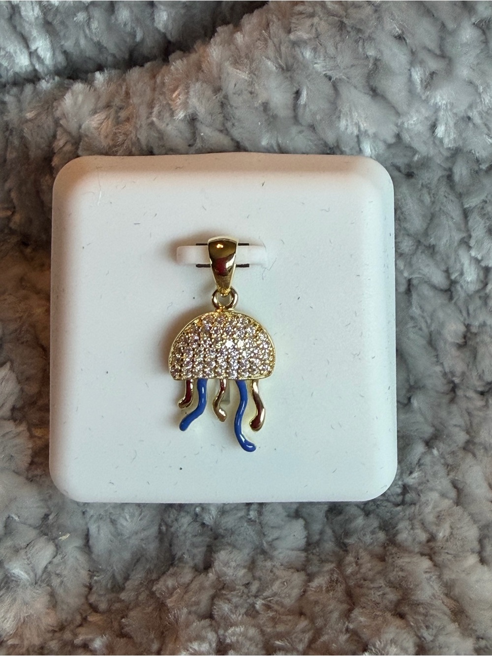 925 Sterling Silver & gold vermeil Jellyfish Pendant with Blue Enamel Tentacles